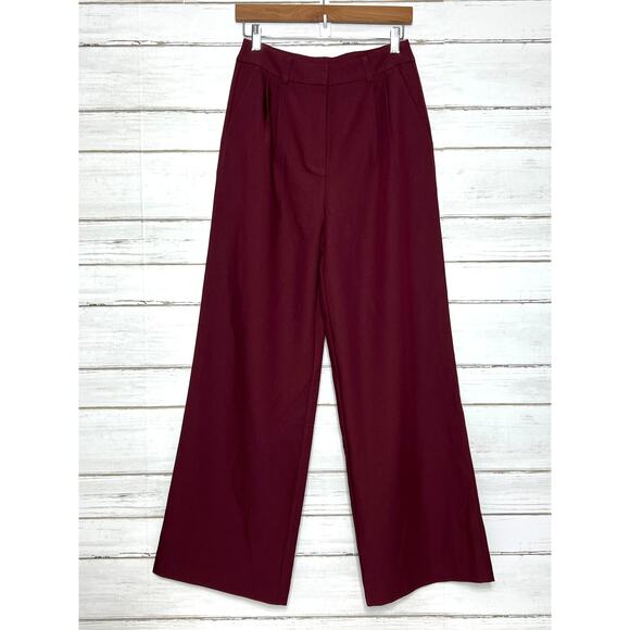 Commense Pants - Commense Burgundy Wide Leg Dress Pants Size Small High Rise Career Office